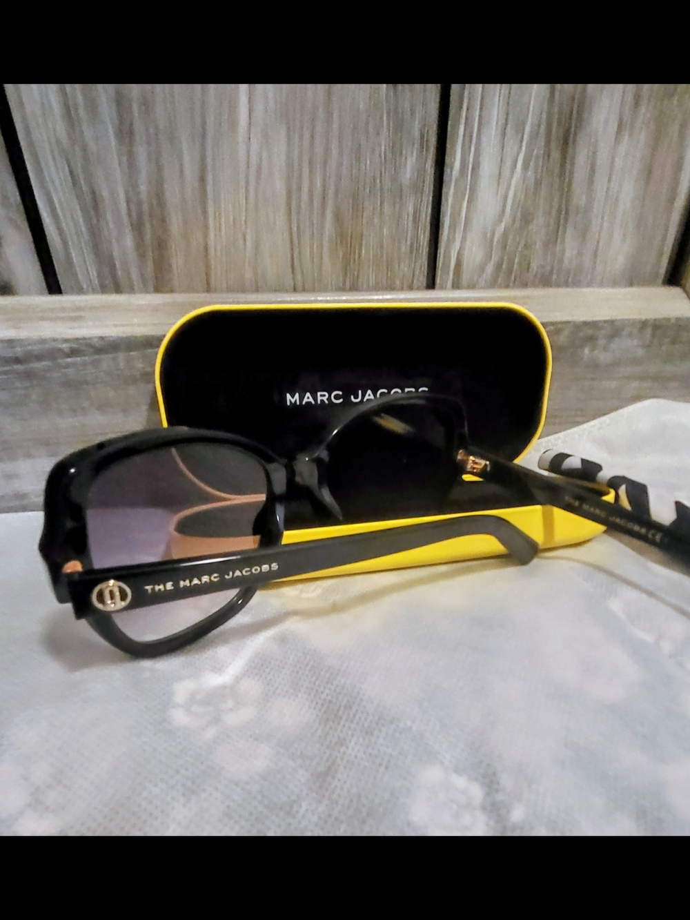 Marc Jacobs Black Sunglasses with Yellow Trim
